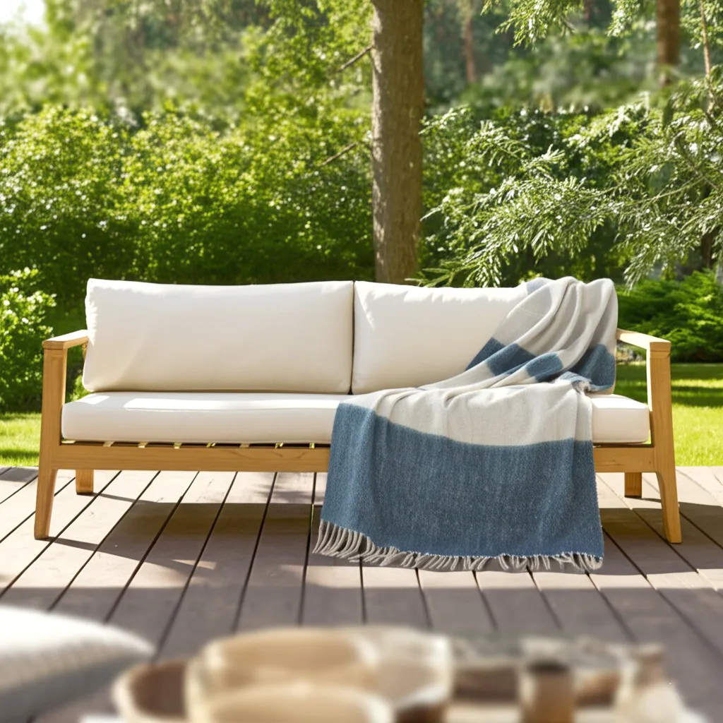 Plaid en mélange de laine - Carrie (bleu)