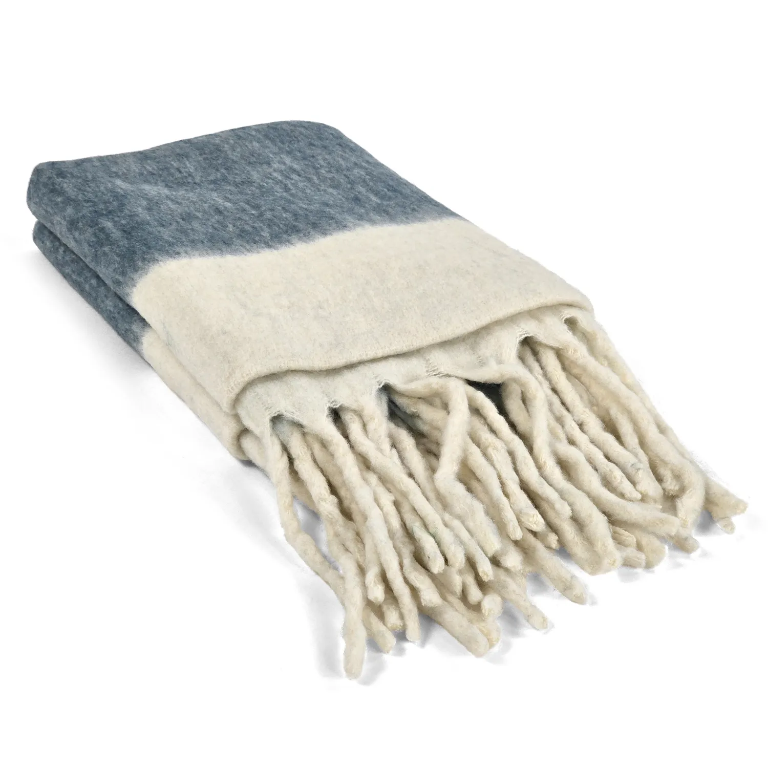 Plaid en mélange de laine - Carrie (bleu)