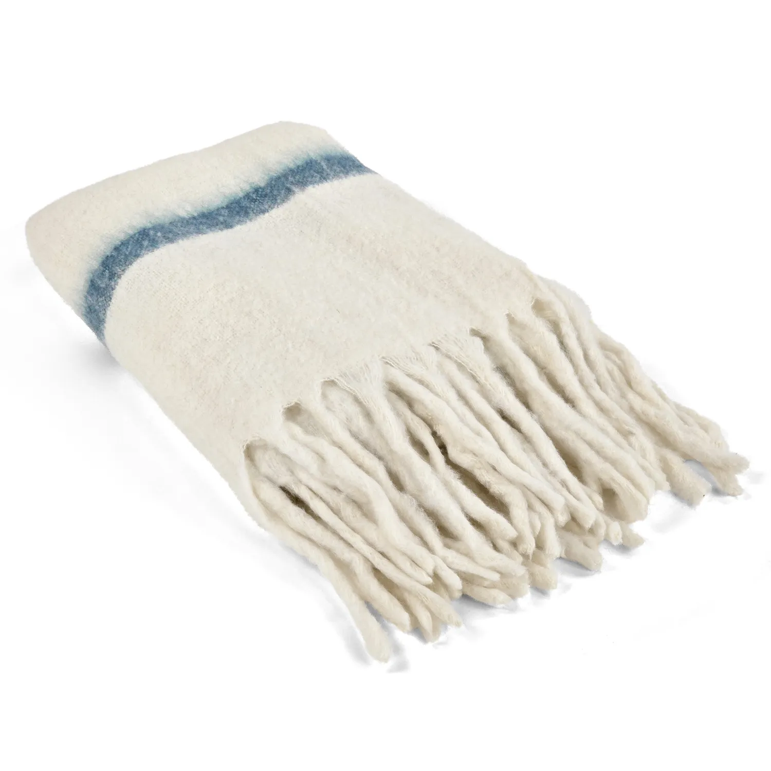 Plaid en mélange de laine - Miranda (bleu)
