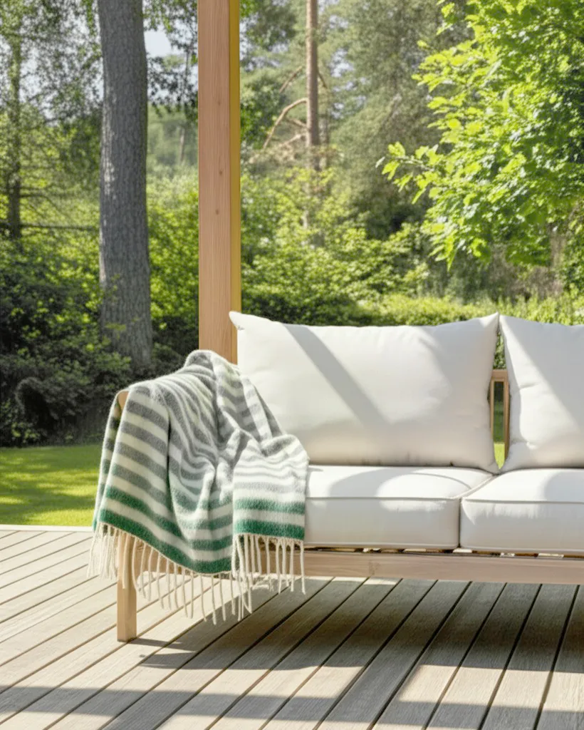 Decken - Überwurf aus Wollmischung - Monica (grün)