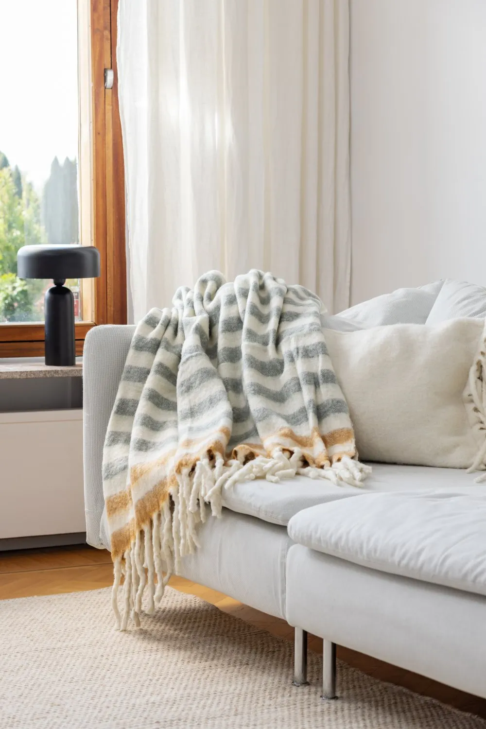 Decken - Überwurf aus Wollmischung - Monica (gelb)