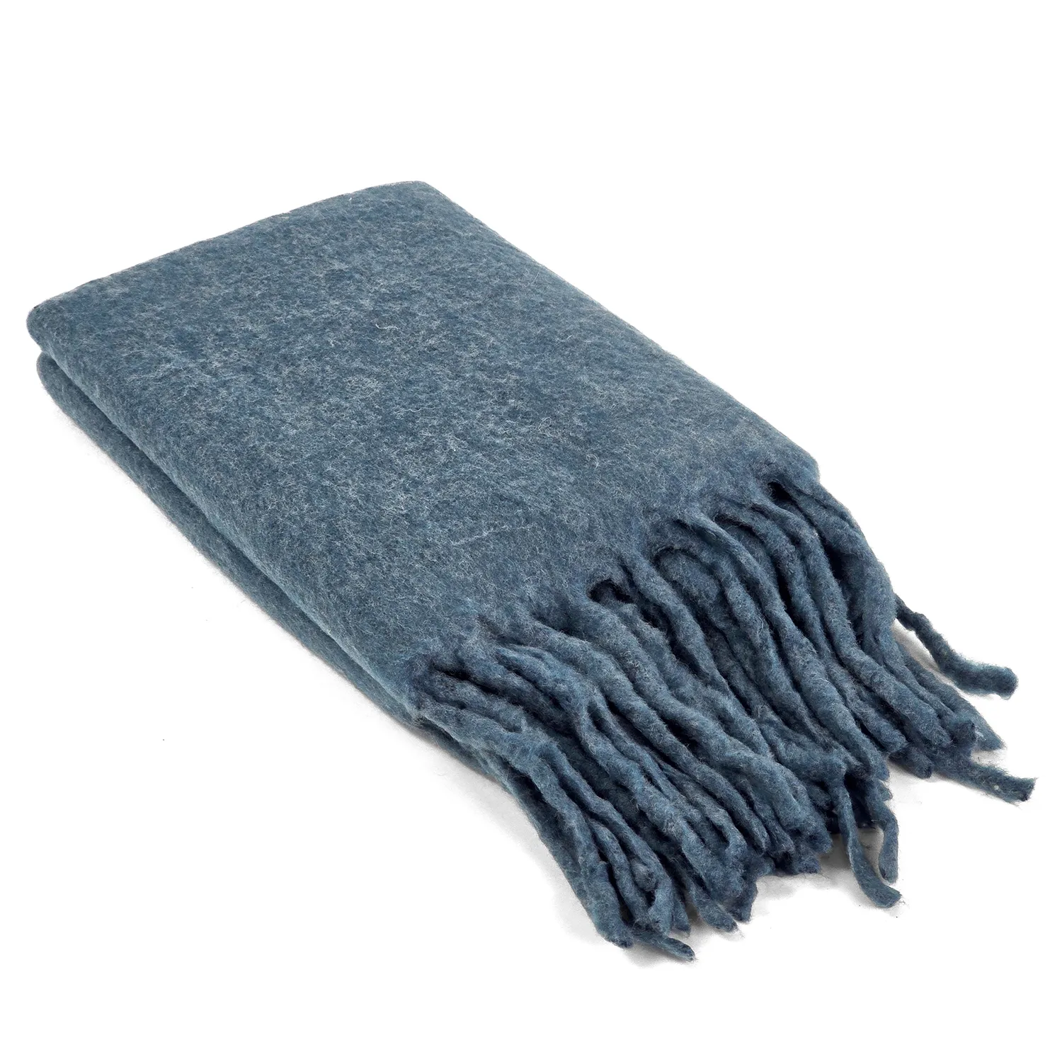 Plaid en mélange de laine - Samantha (bleu)