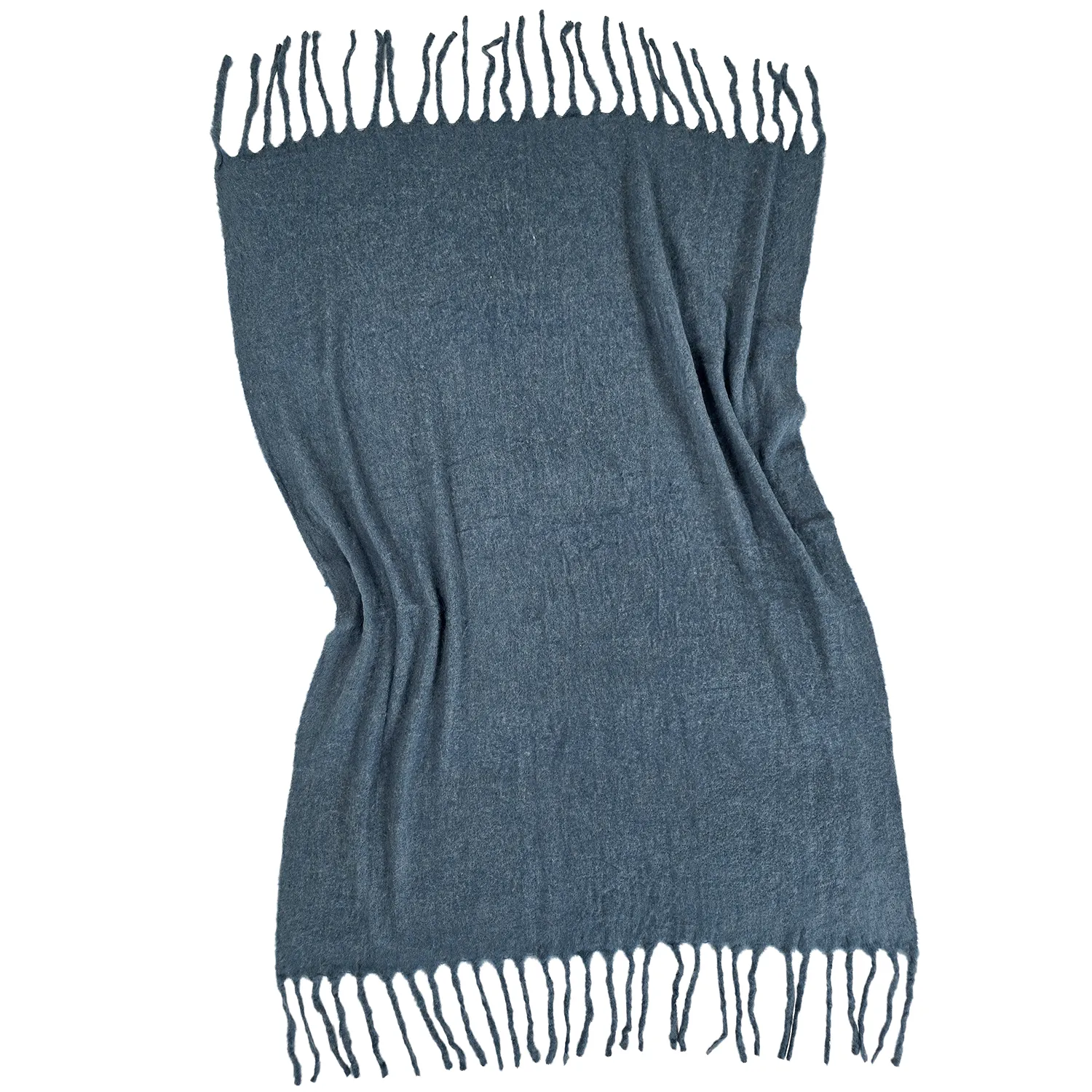 Plaid en mélange de laine - Samantha (bleu)