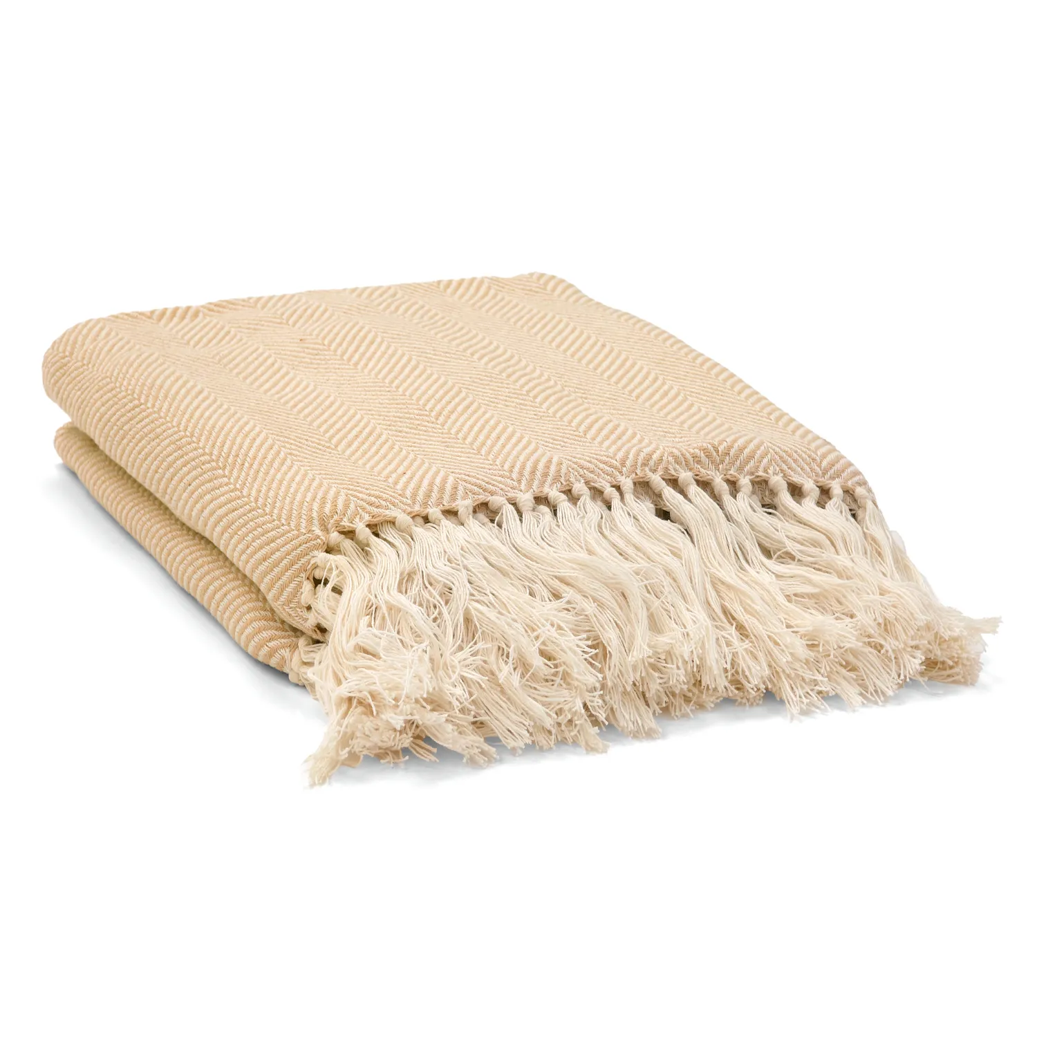 Decken - Baumwolldecke - Denisa Fishbone (beige/weiß)