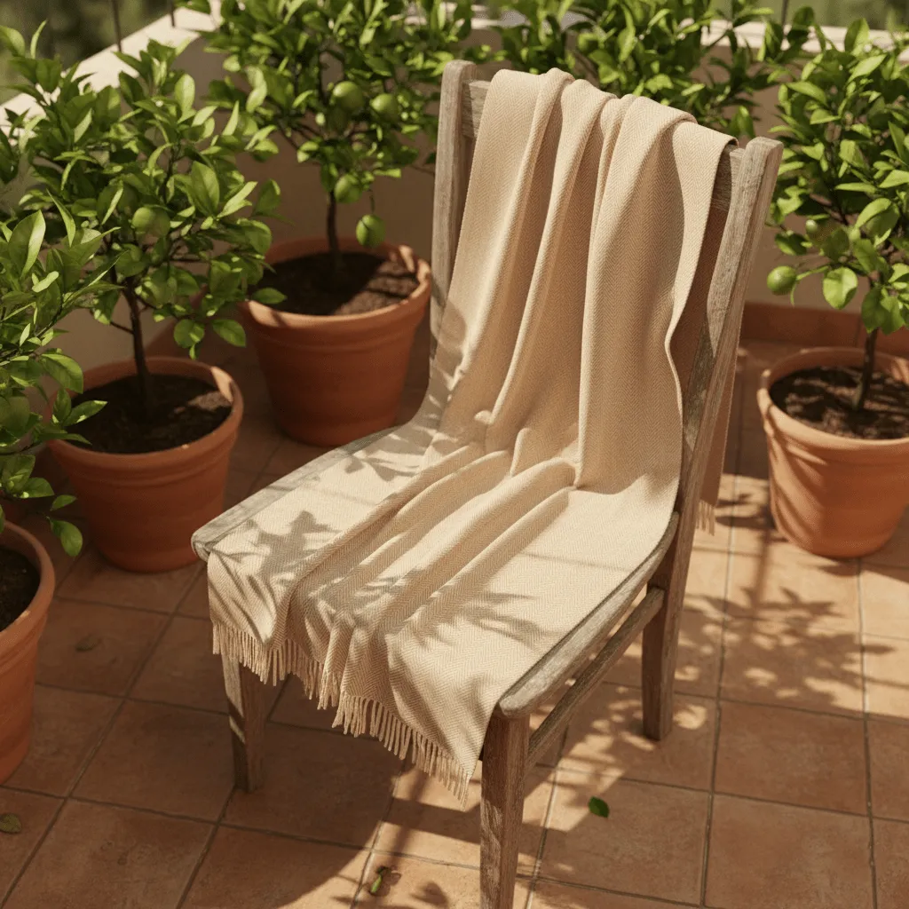 Decken - Baumwolldecke - Denisa Fishbone (beige/weiß)