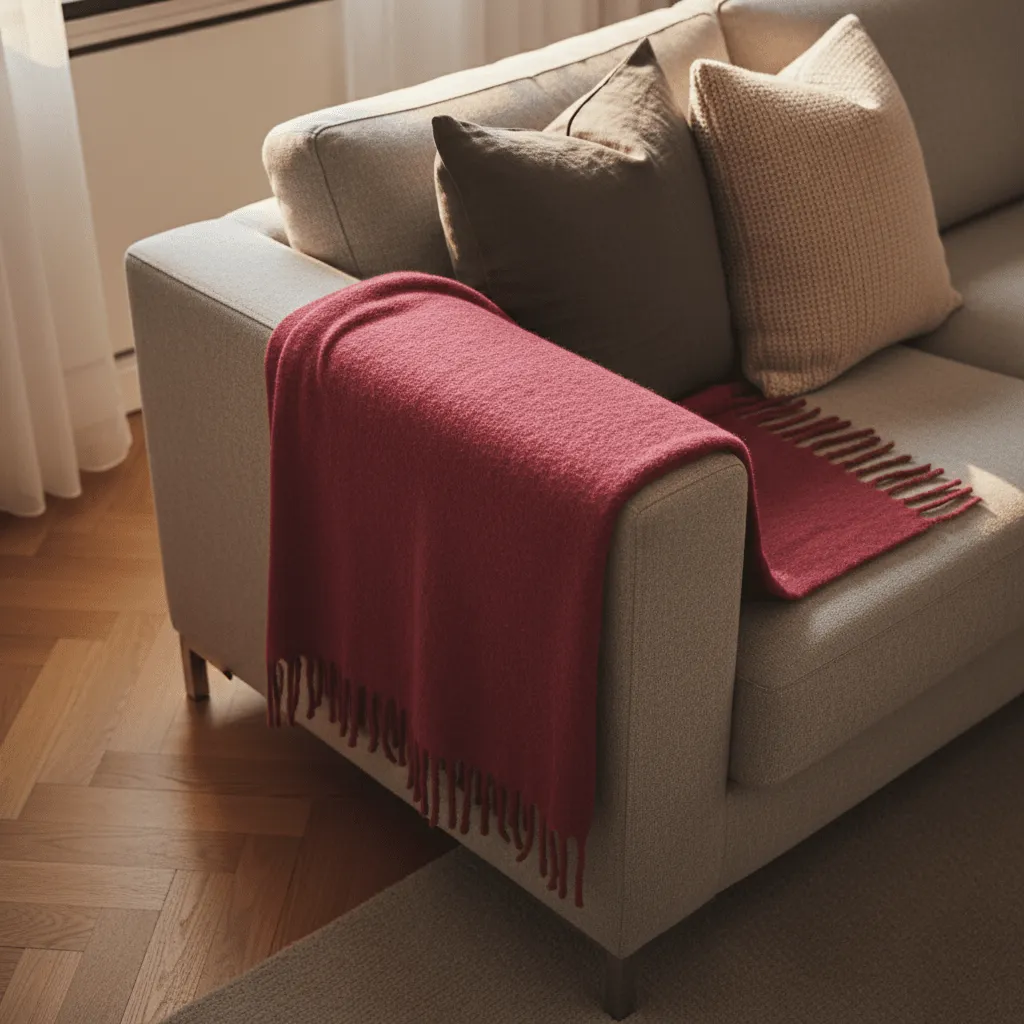 Decken - Wolldecke im Mischgewebe - Samantha (dunkelrot)