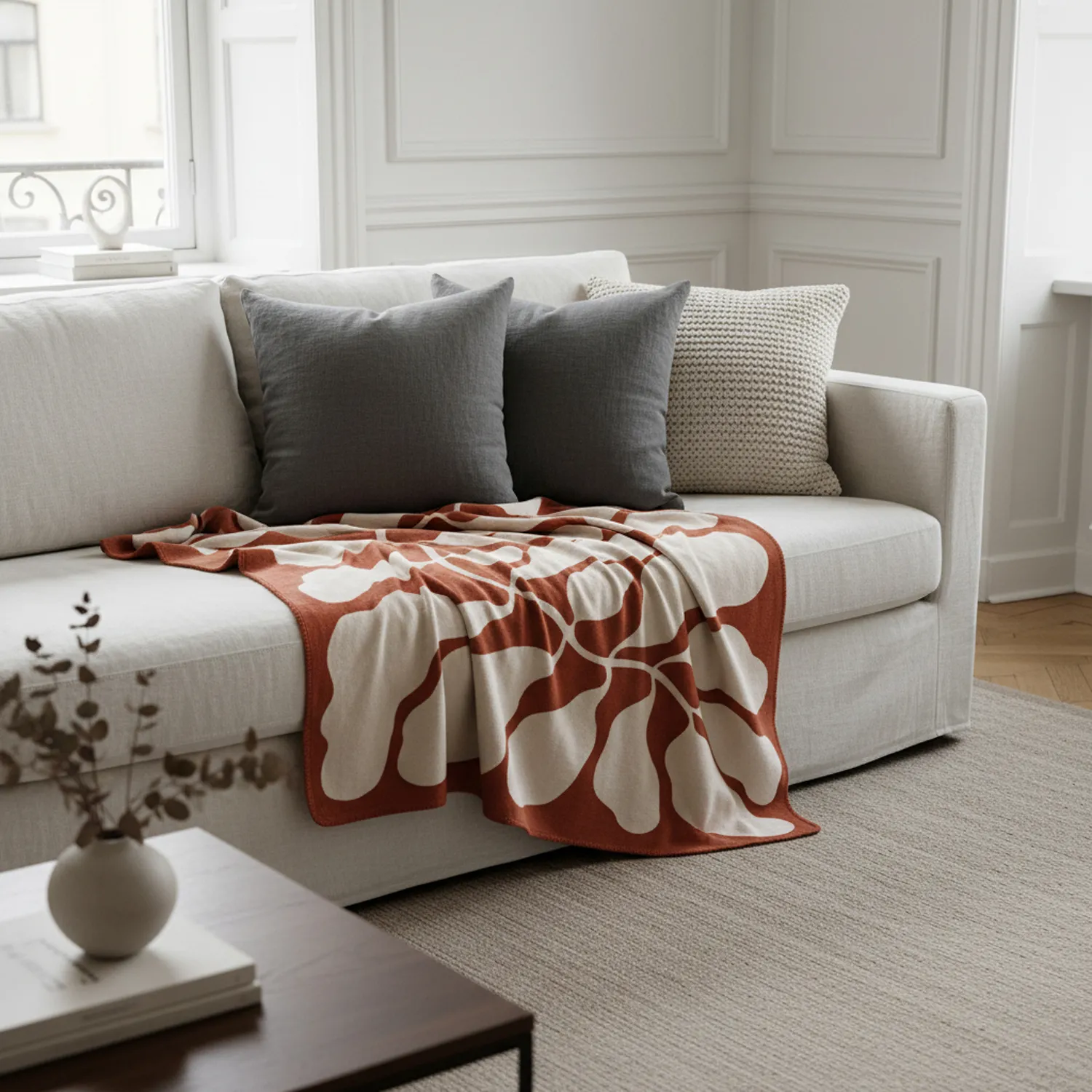 Couvertures - Couverture jacquard Katalia (bordeaux)