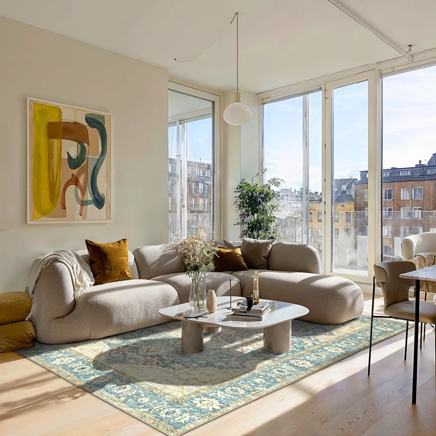 Flachgewebter Teppich - Alvand (blau)