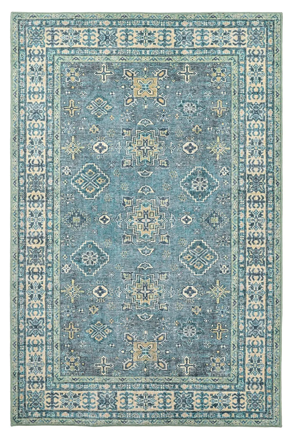 Flachgewebter Teppich - Benaluna (blau/grün)