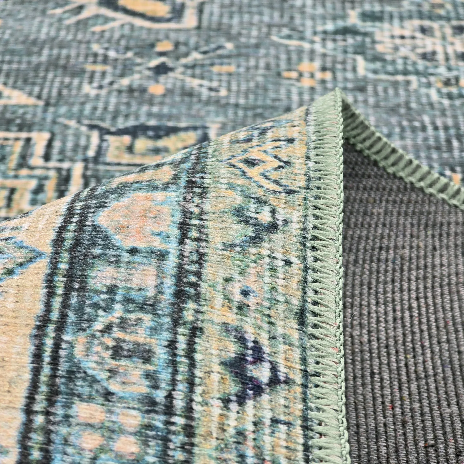 Flachgewebter Teppich - Benaluna (blau/grün)