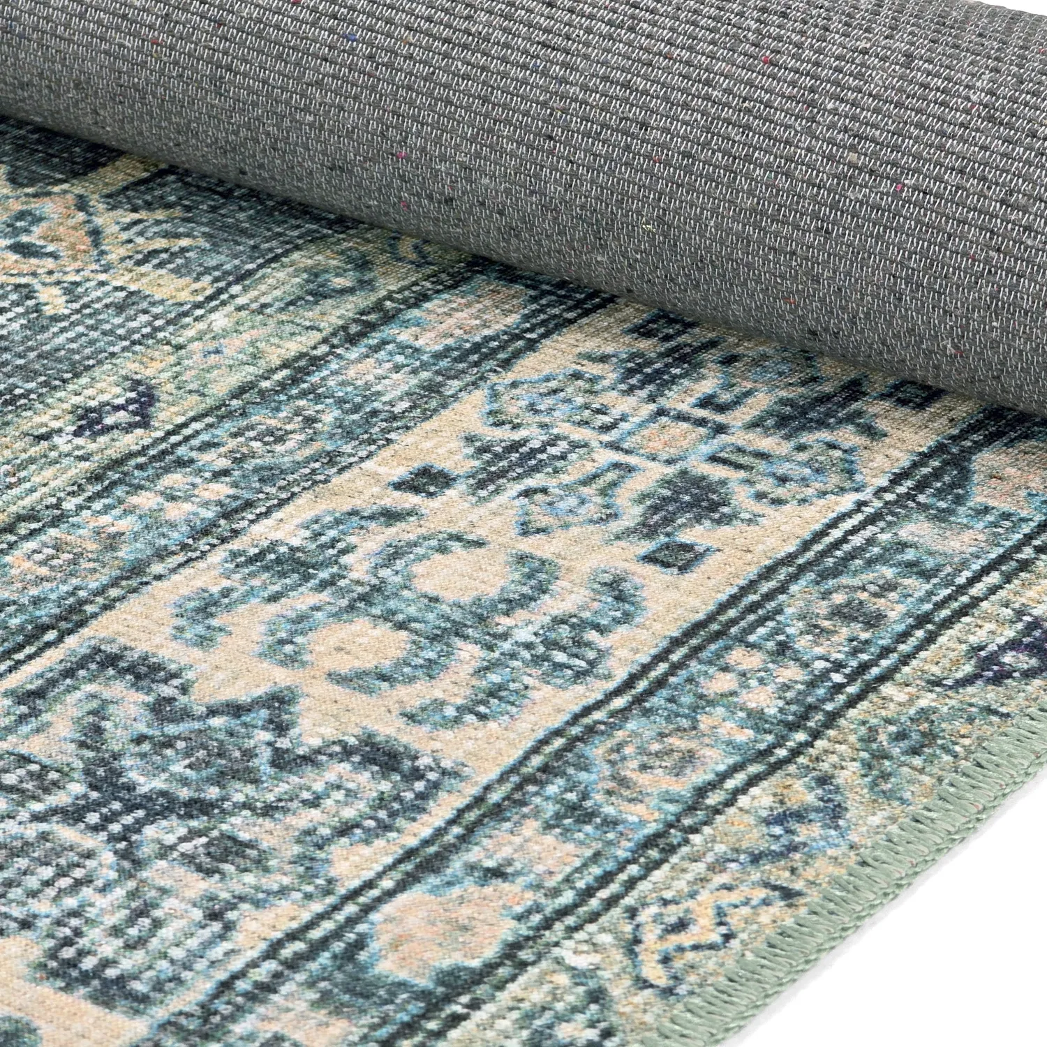 Flachgewebter Teppich - Benaluna (blau/grün)