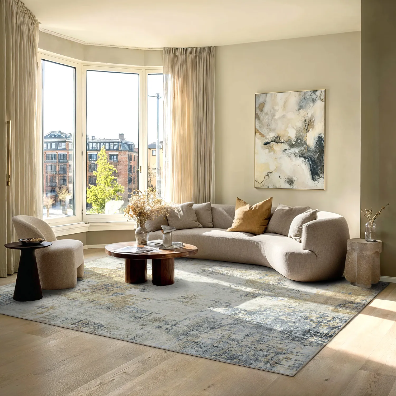 Tapis tissé à plat - Comino (beige/multi)