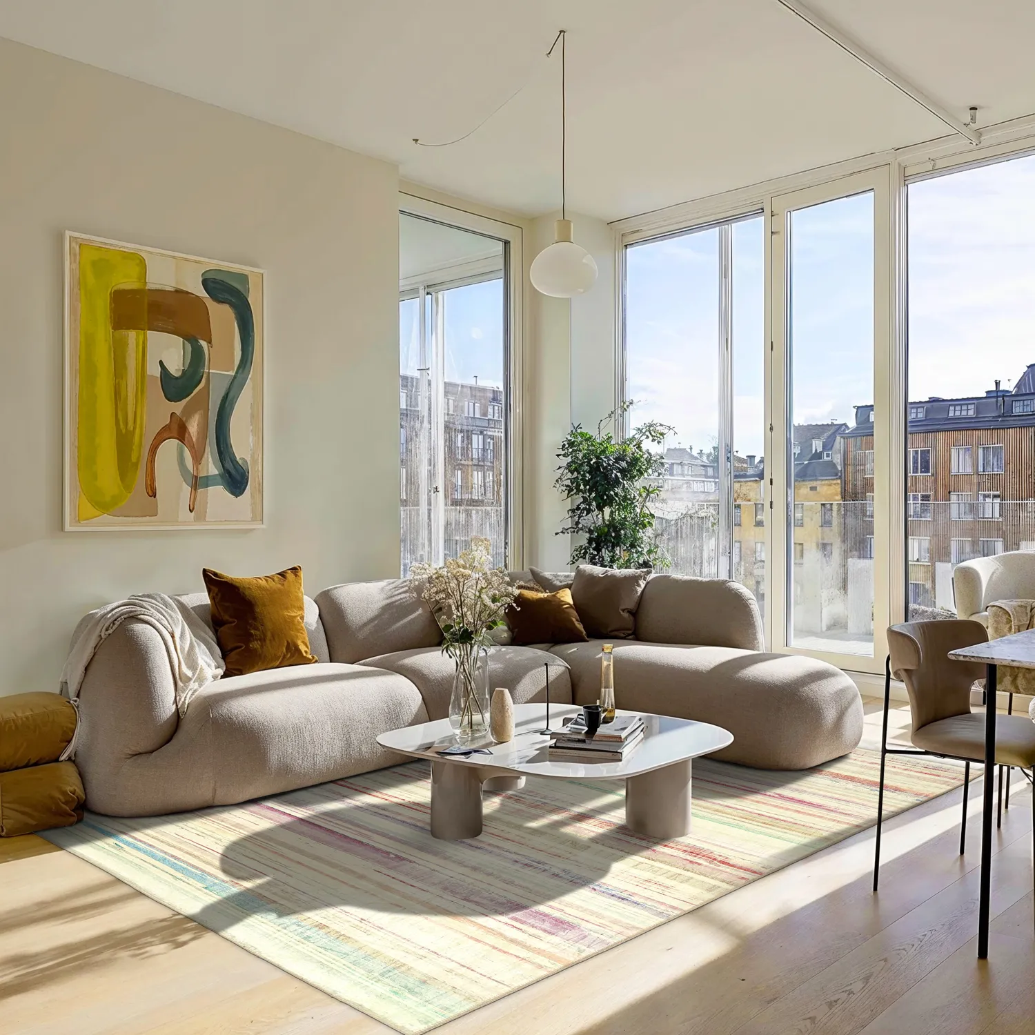 Tapis tissé à plat - Delara (beige/multicolore)