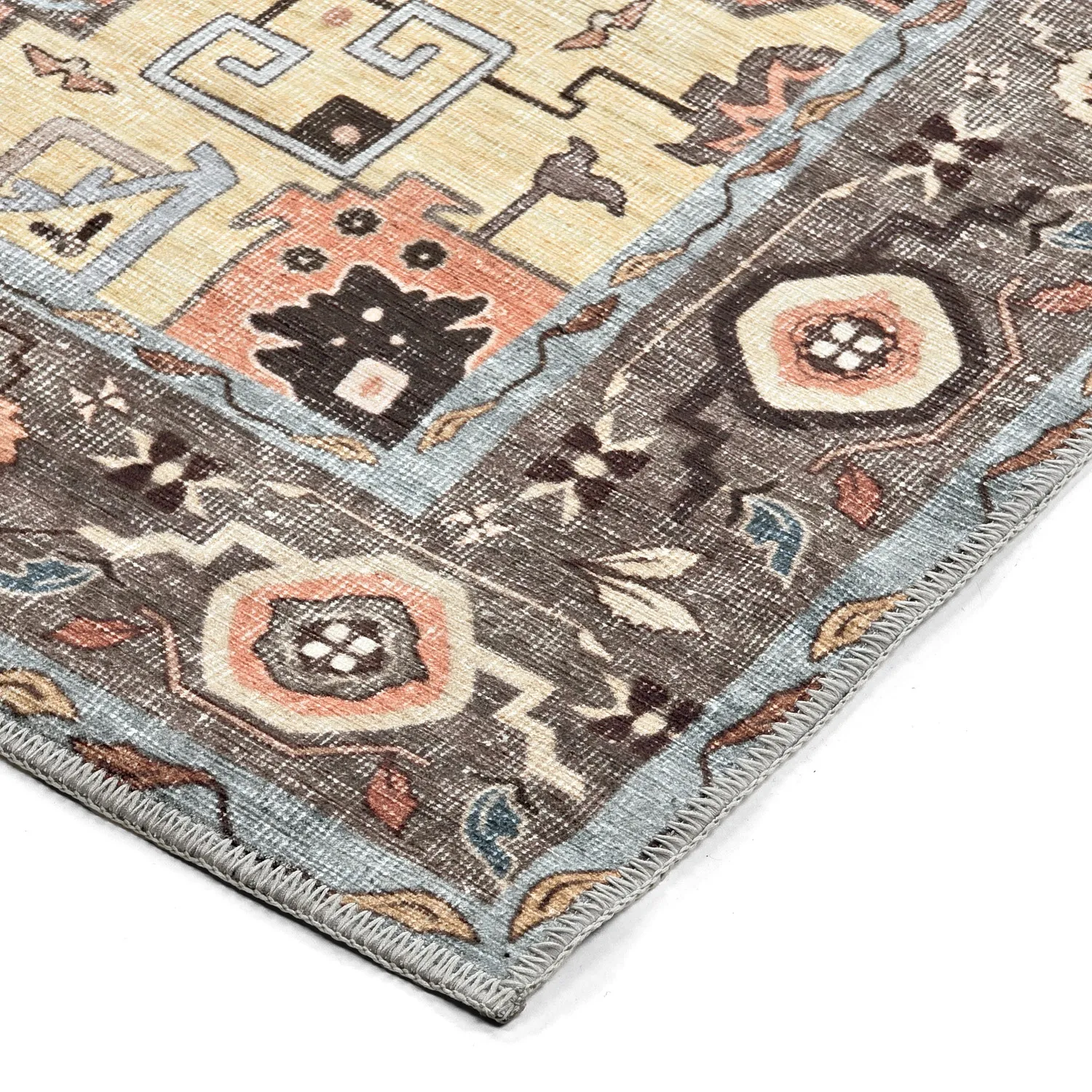 Flachgewebter Teppich - Kordava (grau/rot)