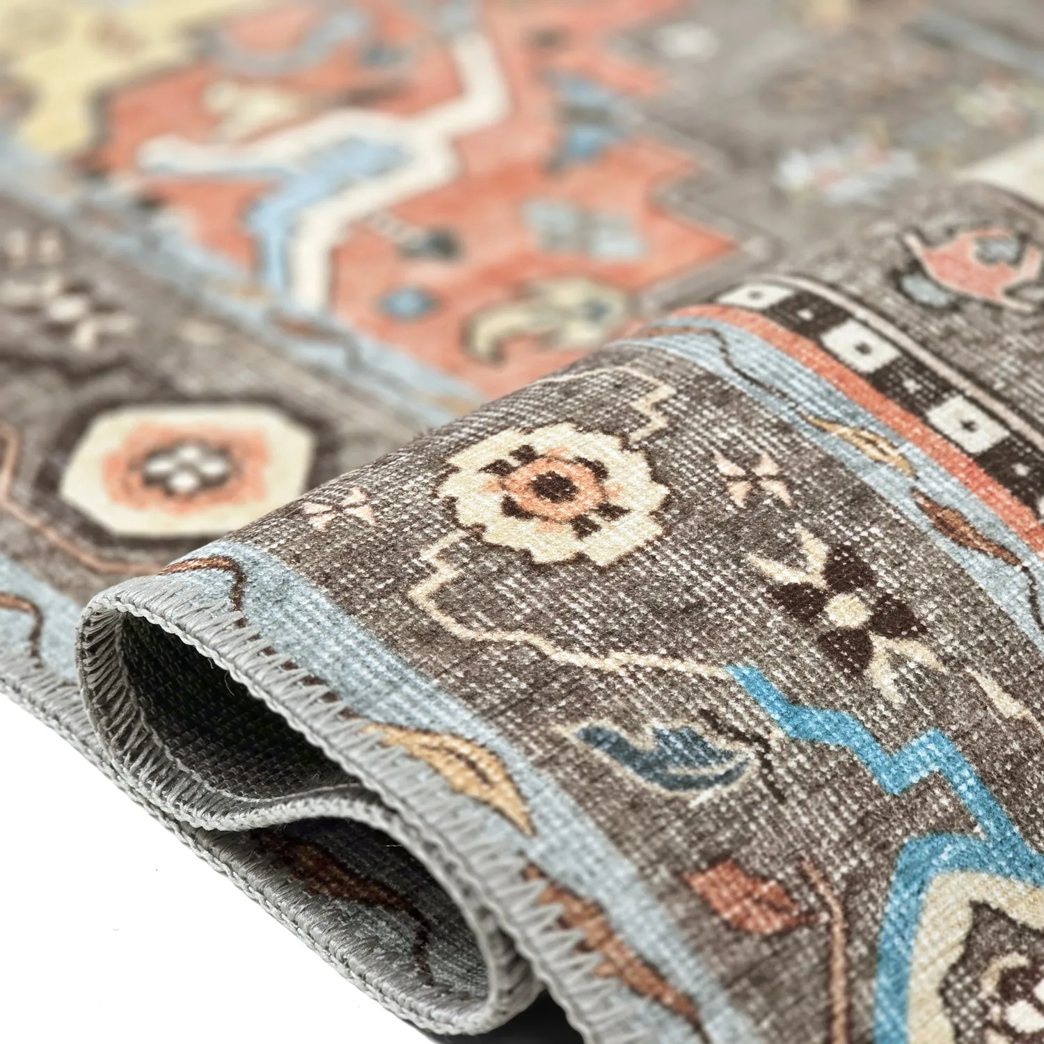 Flachgewebter Teppich - Kordava (grau/rot)