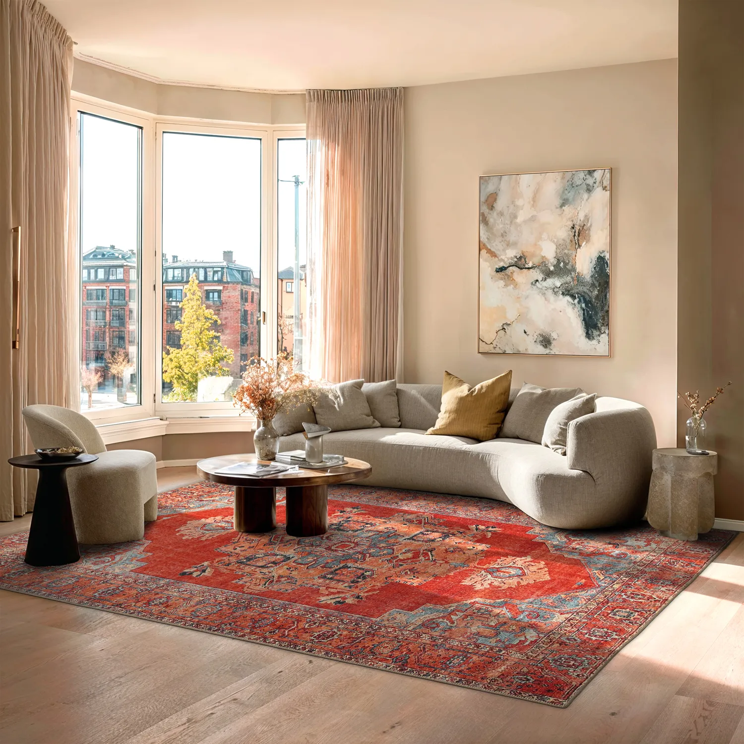 Flachgewebter Teppich - Madevan (rot)