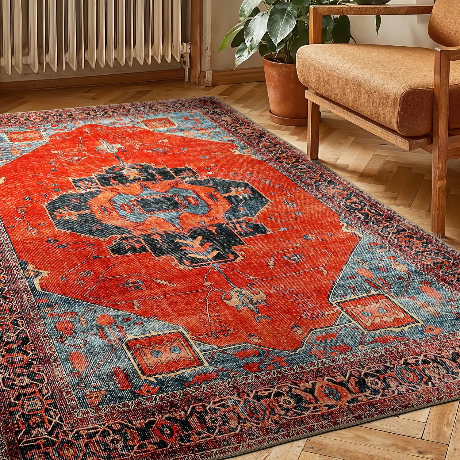 Flachgewebter Teppich - Mandalay (rot)