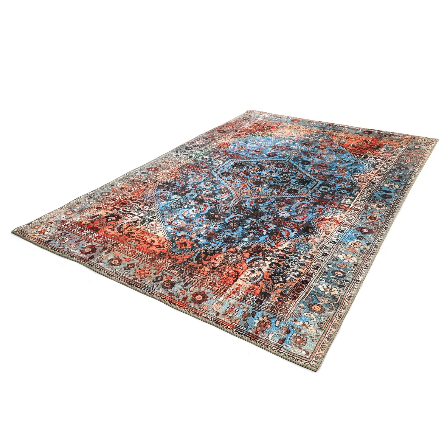 Flachgewebter Teppich - Mardin (rot/blau)