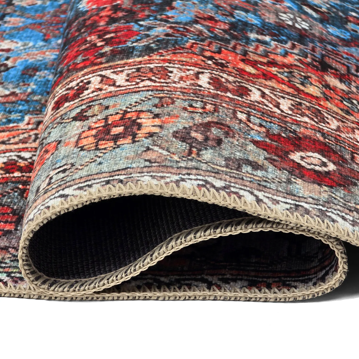 Flachgewebter Teppich - Mardin (rot/blau)