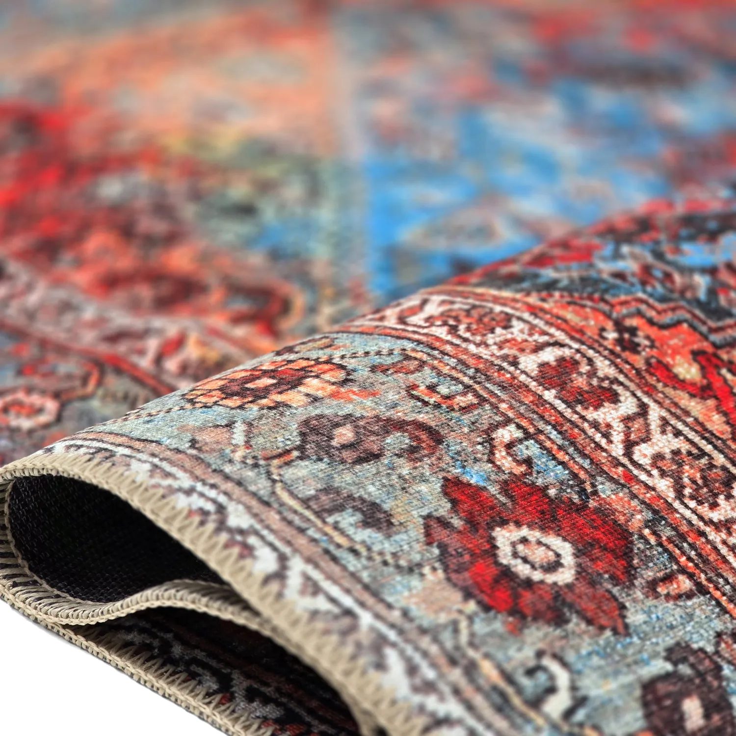 Flachgewebter Teppich - Mardin (rot/blau)