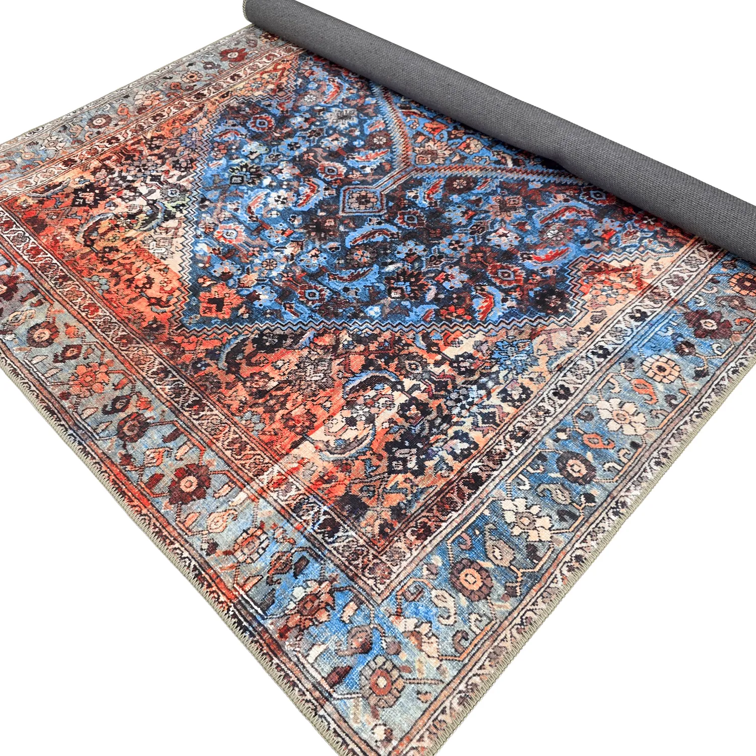 Flachgewebter Teppich - Mardin (rot/blau)