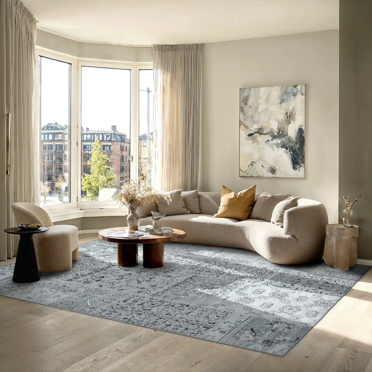 Flachgewebter Teppich - Myrina (grau)