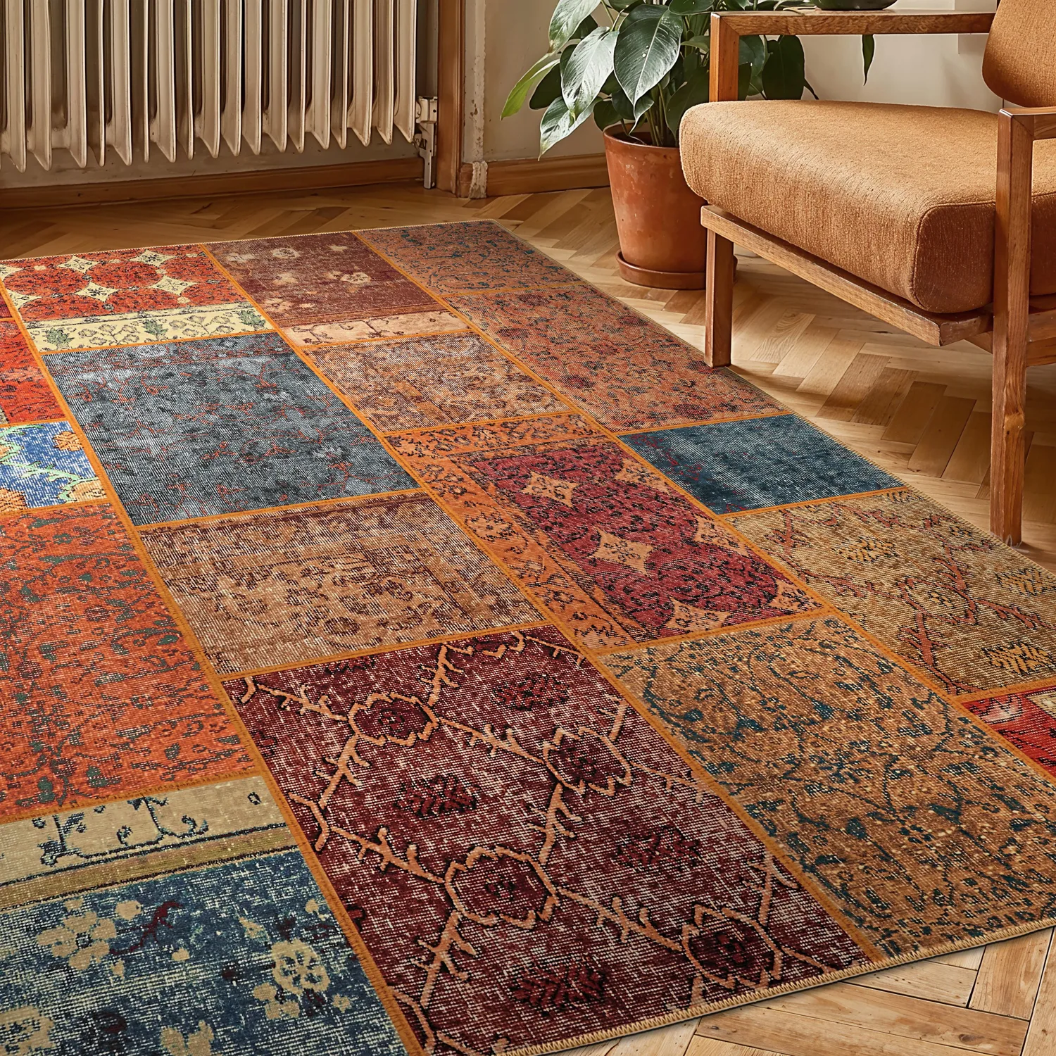 Flachgewebter Teppich - Myrina (rot/mehrfarbig)