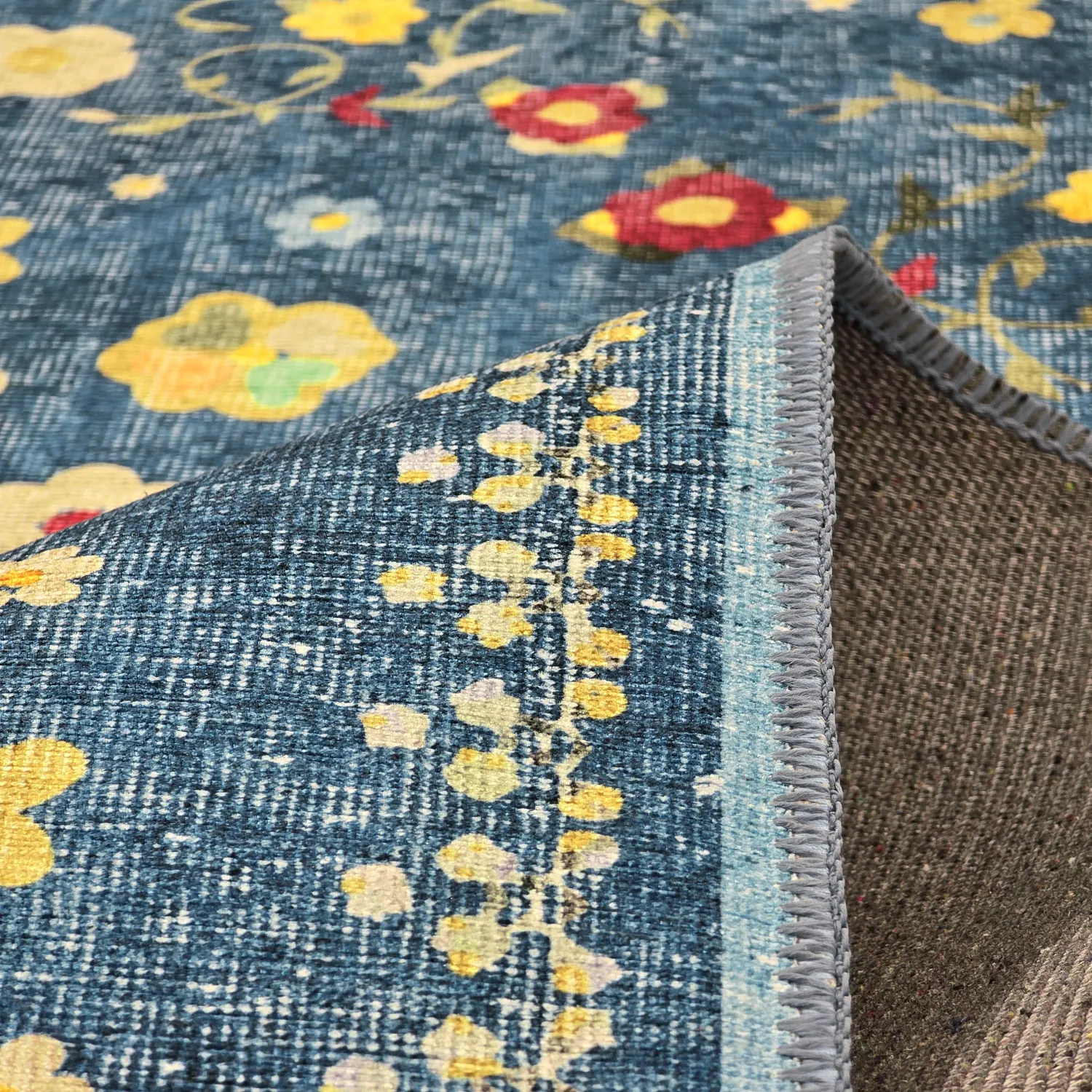 Flachgewebter Teppich - Nabilar (blau)