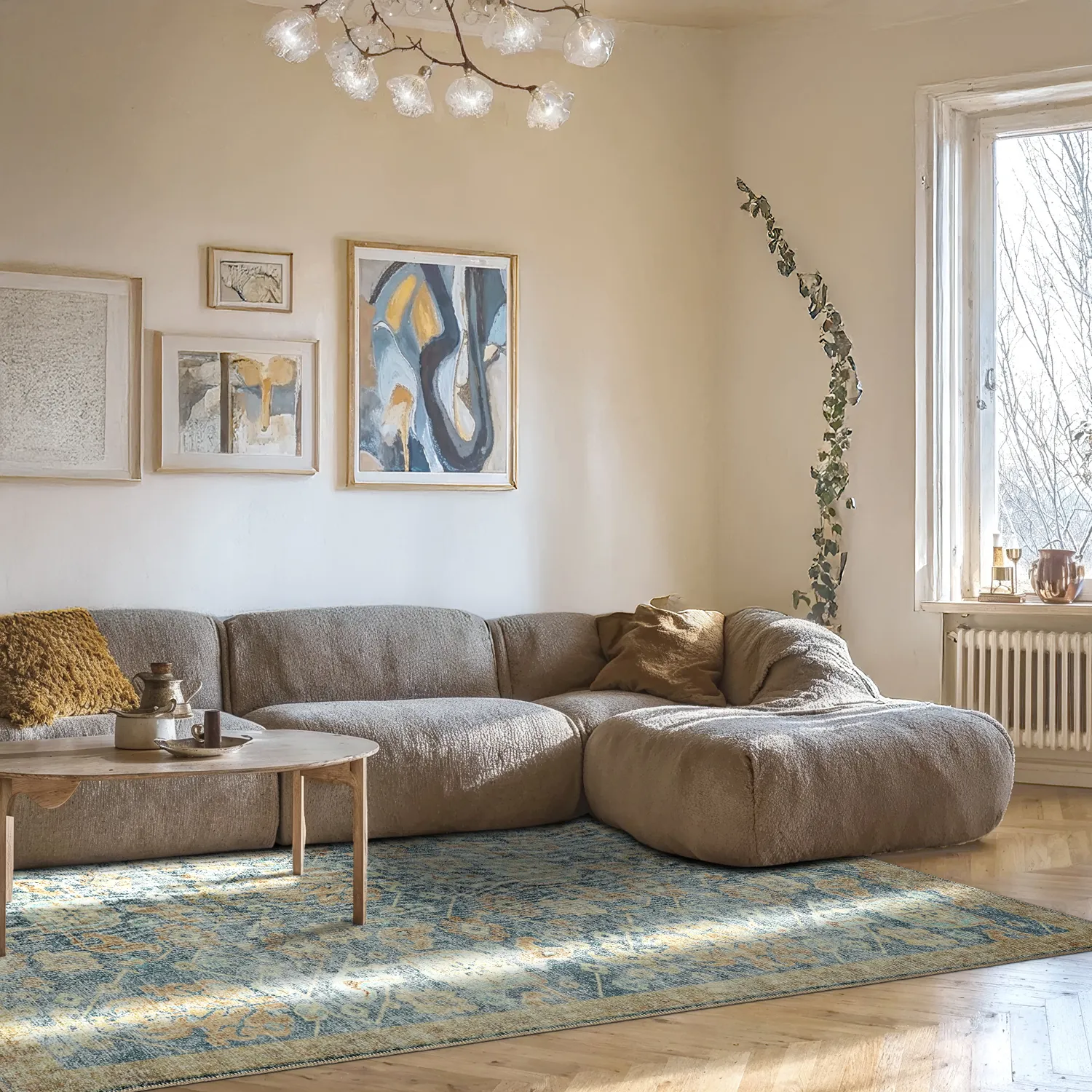 Flachgewebter Teppich - Noura (blau)