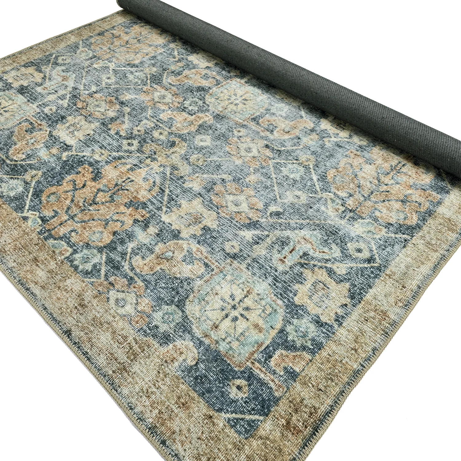 Flachgewebter Teppich - Noura (blau)