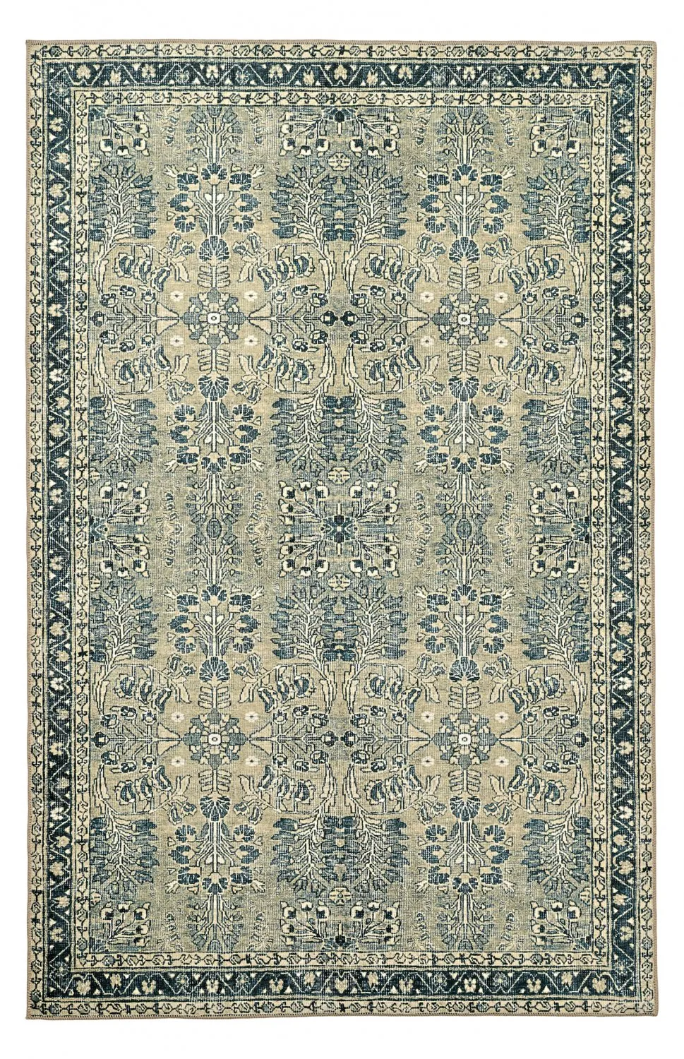 Tapis tissé à plat - Yasirah (bleu/vert)