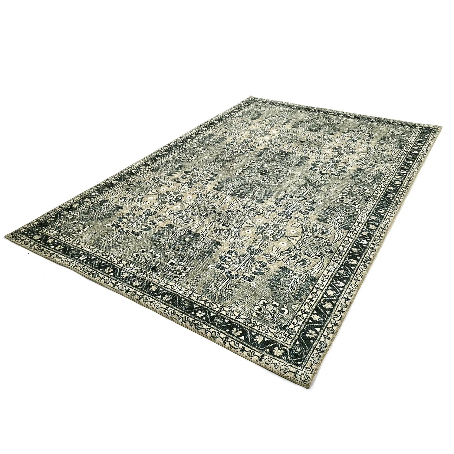 Tapis tissé à plat - Yasirah (bleu/vert)