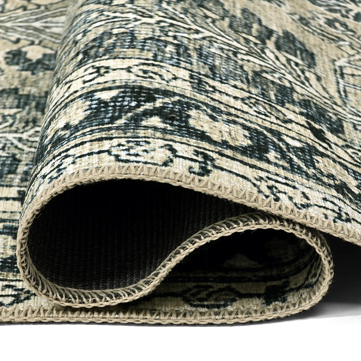 Tapis tissé à plat - Yasirah (bleu/vert)