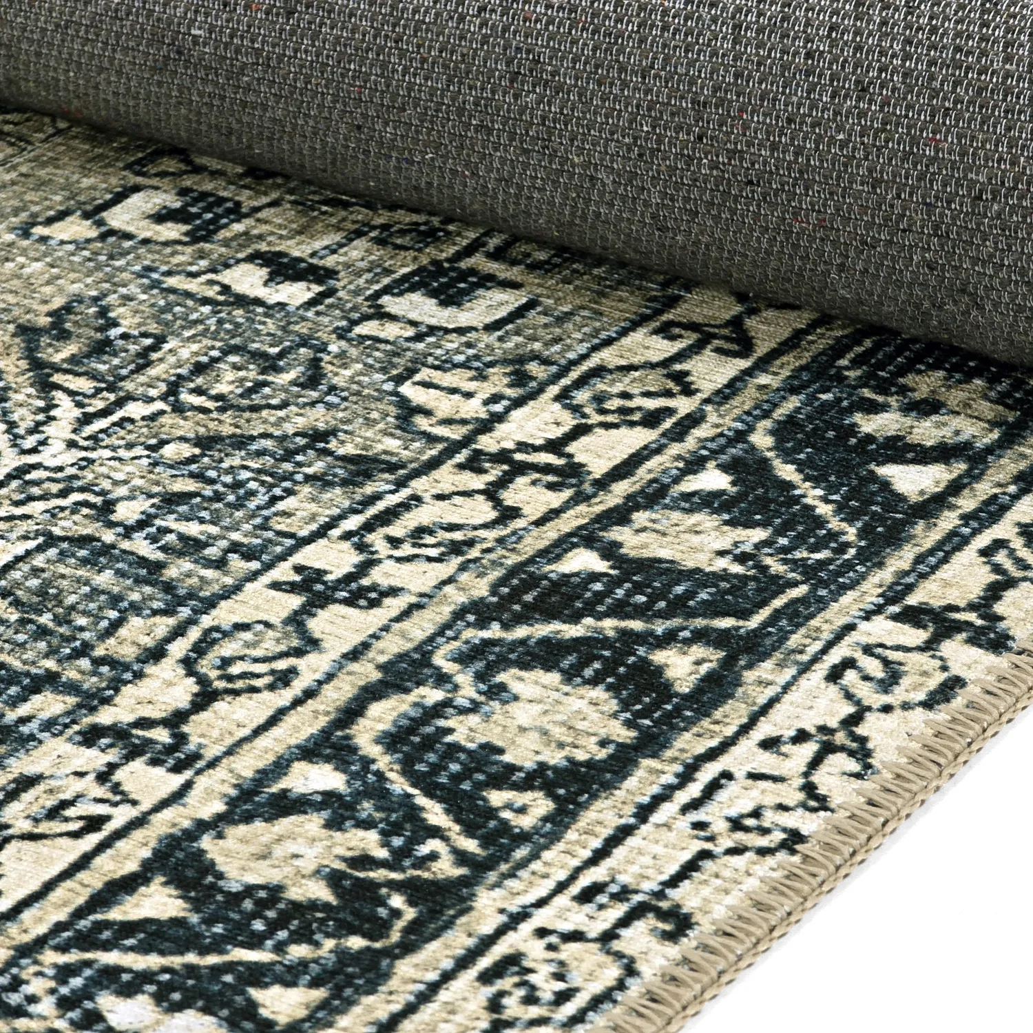 Tapis tissé à plat - Yasirah (bleu/vert)