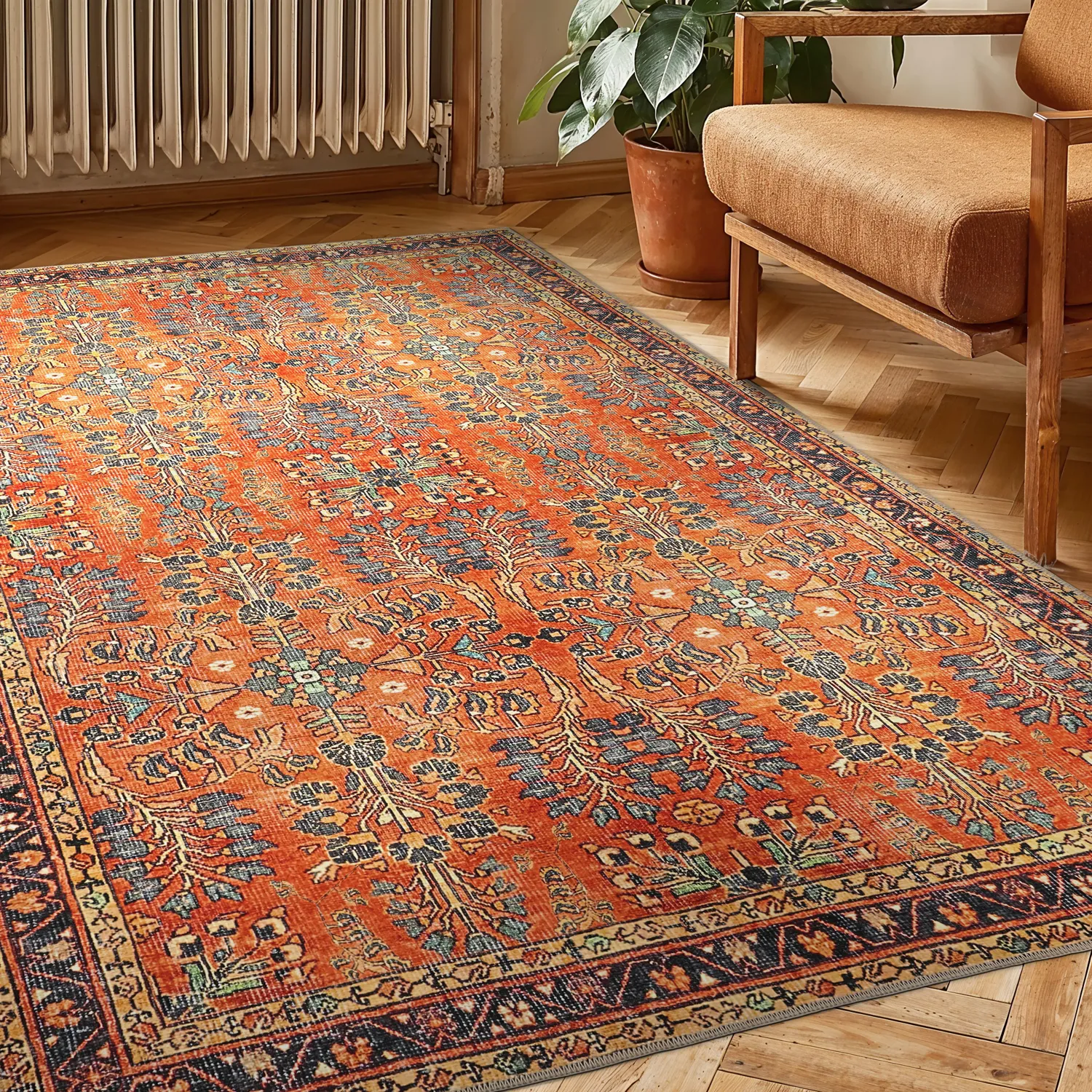 Flachgewebter Teppich - Yasirah (orange)