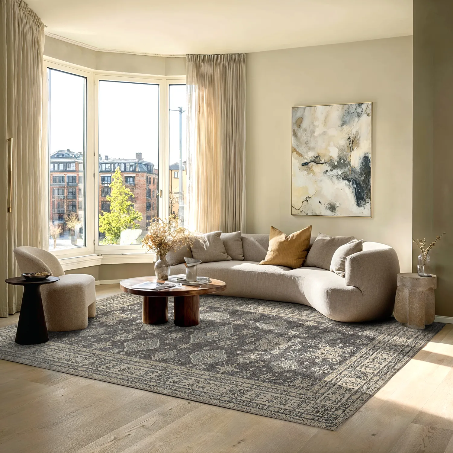 Flachgewebter Teppich - Zuleina (dunkelgrau)