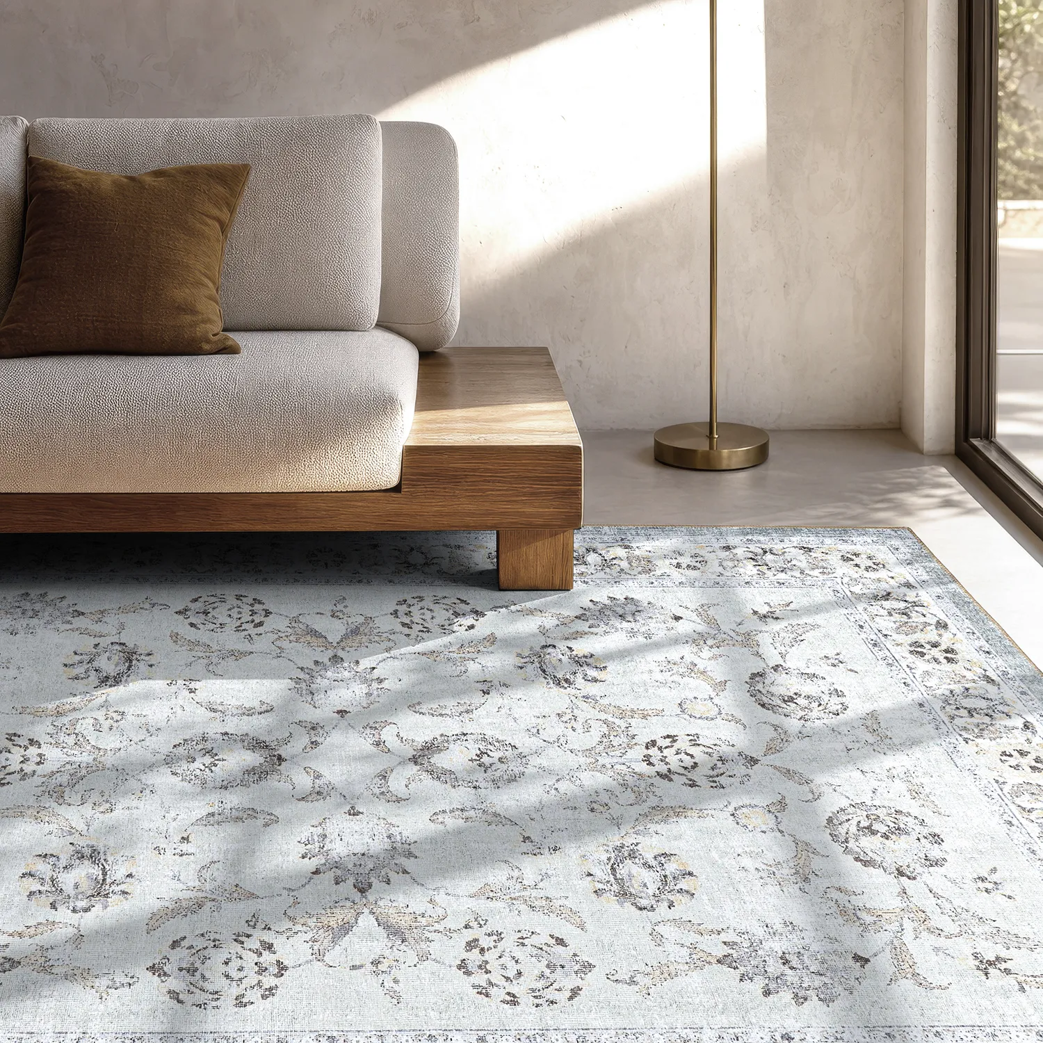 Tapis tissé à plat - Adeleine (gris/beige)