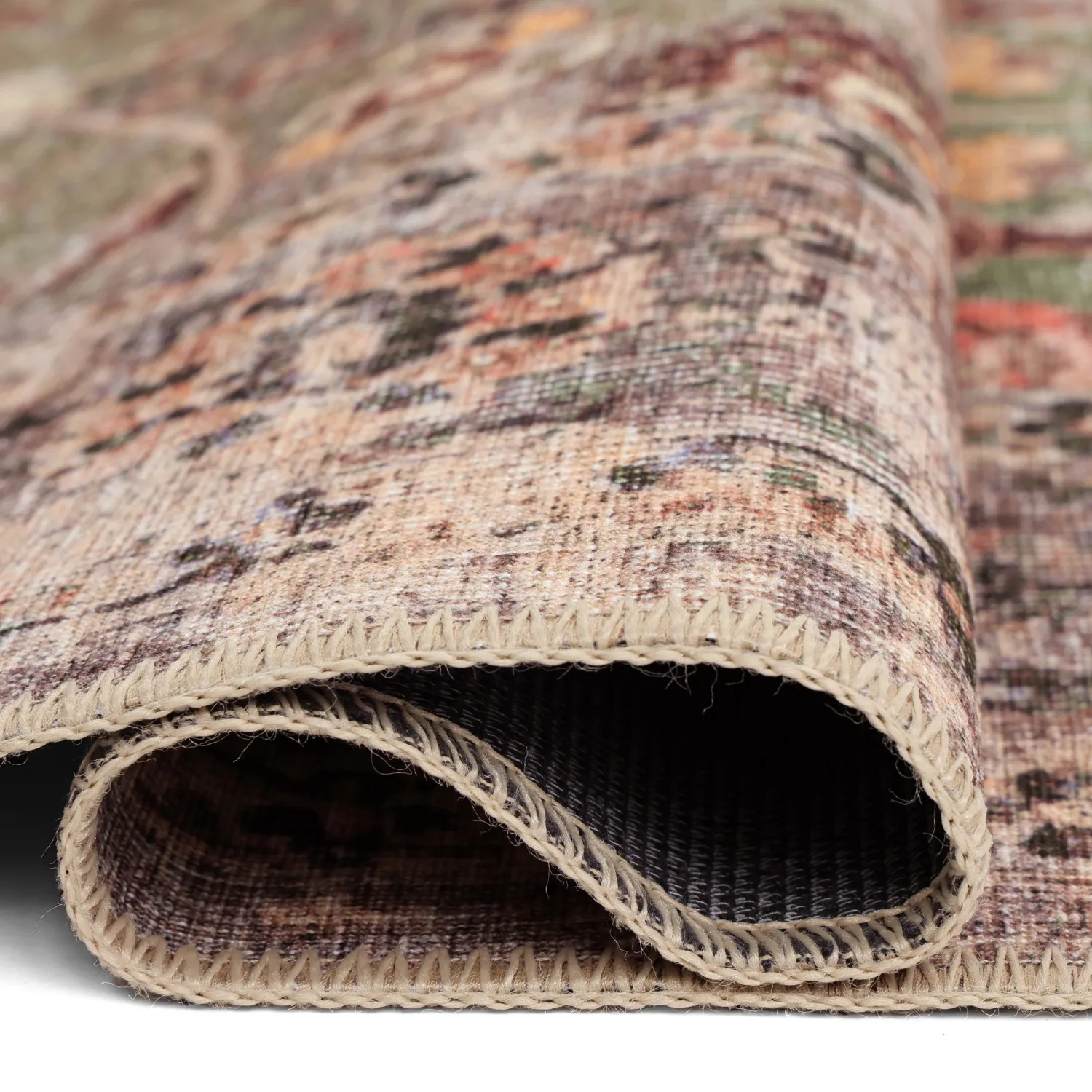 Flachgewebter Teppich - Bouhjar (grün/mehrfarbig)