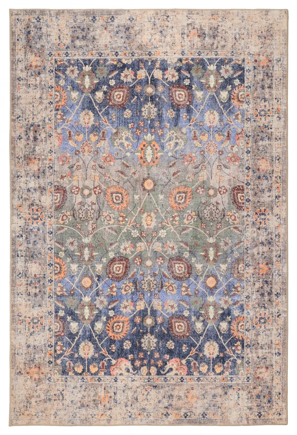 Tapis tissé à plat - Bouhjar (bleu marine/multicolore)