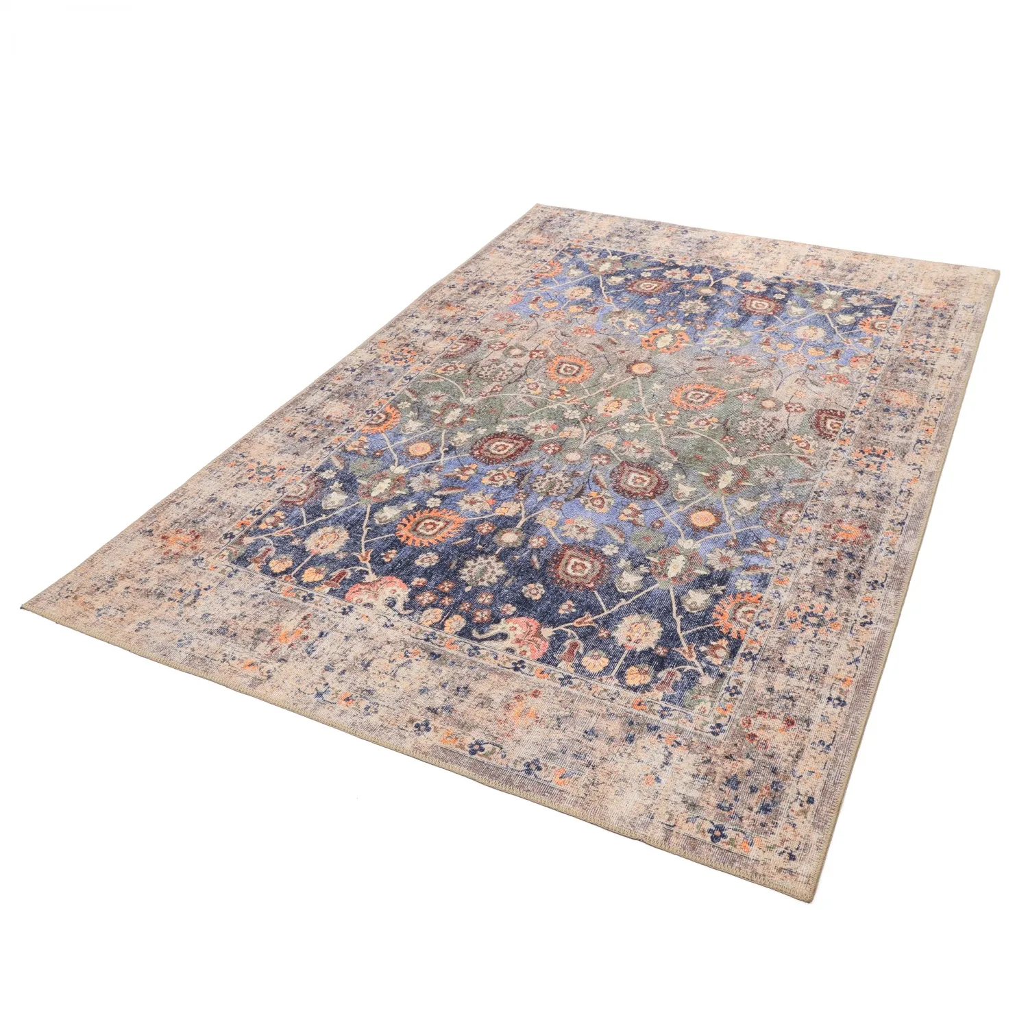 Tapis tissé à plat - Bouhjar (bleu marine/multicolore)