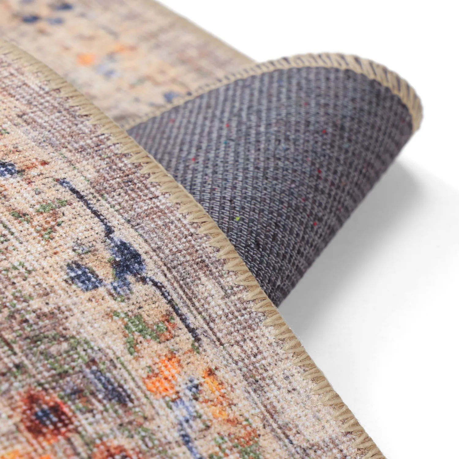 Tapis tissé à plat - Bouhjar (bleu marine/multicolore)