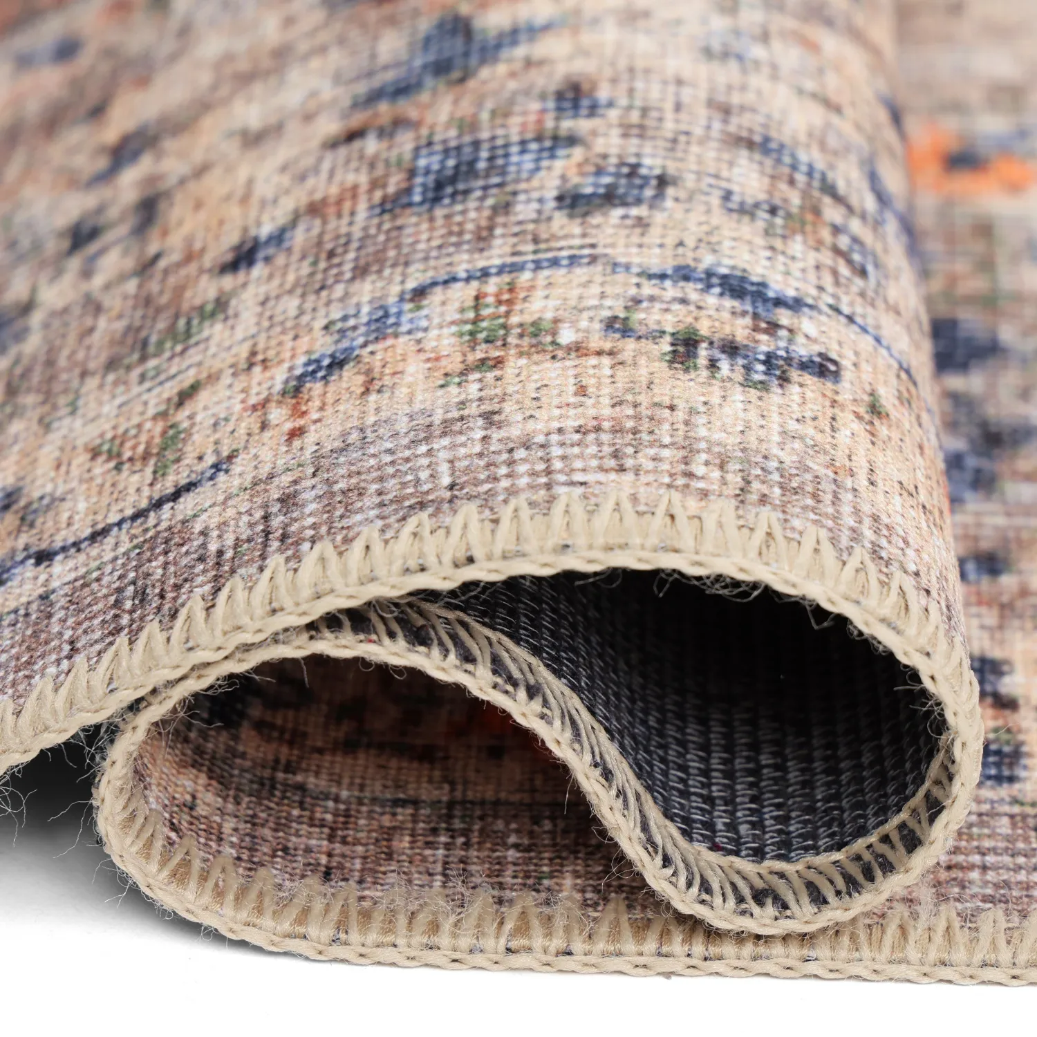Tapis tissé à plat - Bouhjar (bleu marine/multicolore)