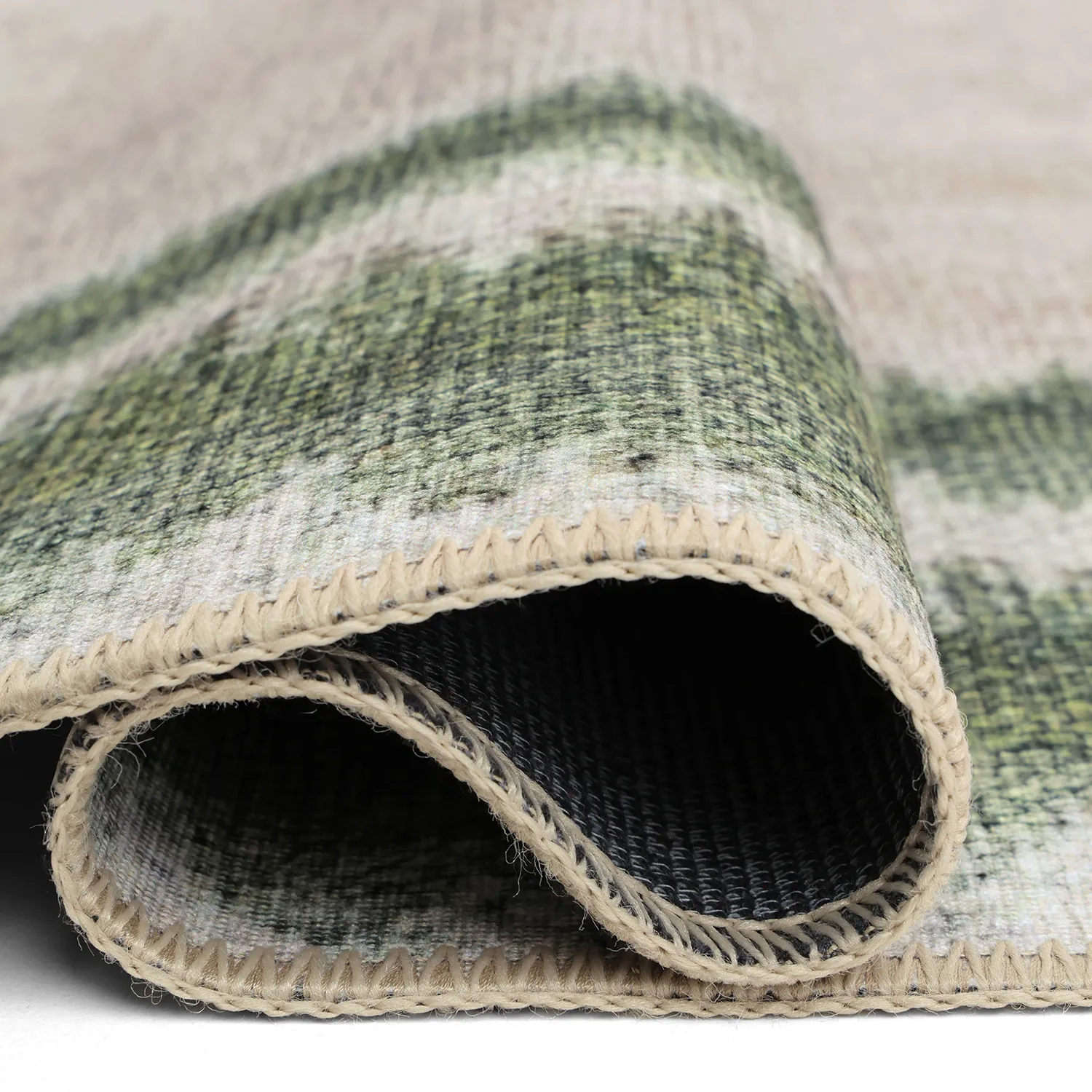 Tapis tissé à plat - Eldoret (crème/vert)