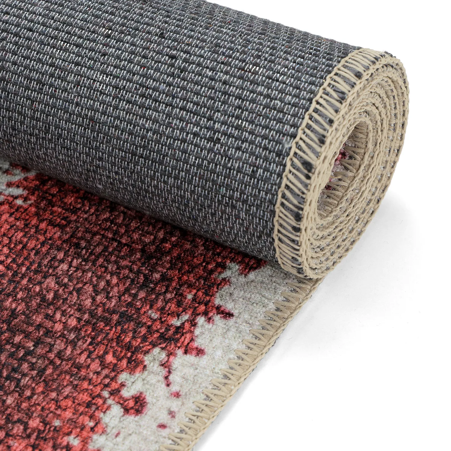 Tapis tissé à plat - Eldoret (crème/rouge)