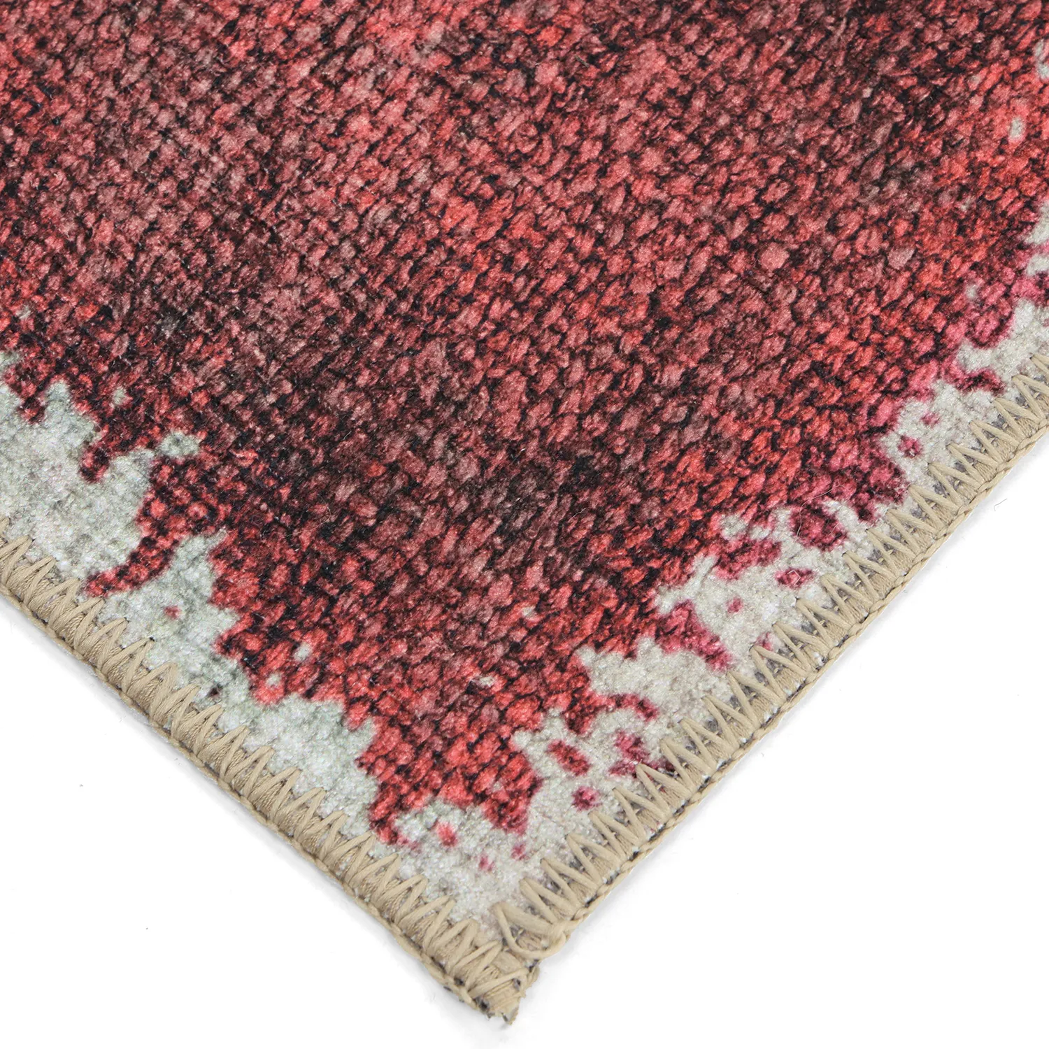 Tapis tissé à plat - Eldoret (crème/rouge)
