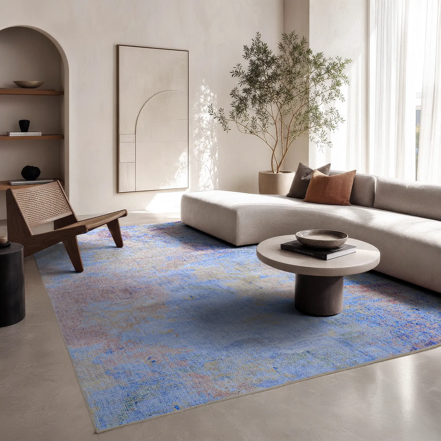Tapis tissé à plat - Mogoro (bleu/multicolore)