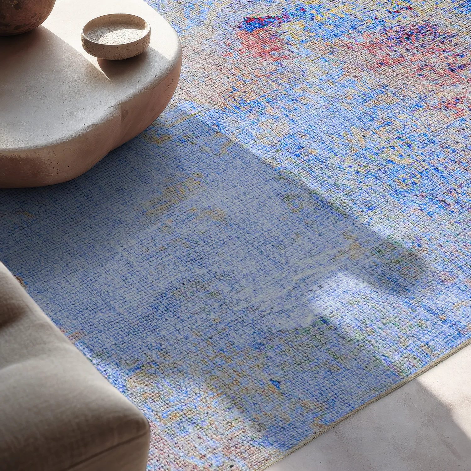Tapis tissé à plat - Mogoro (bleu/multicolore)