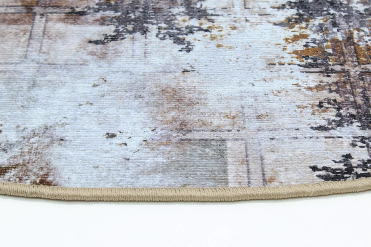 Rund Teppich - Flores (schwarz/braun/weiß)