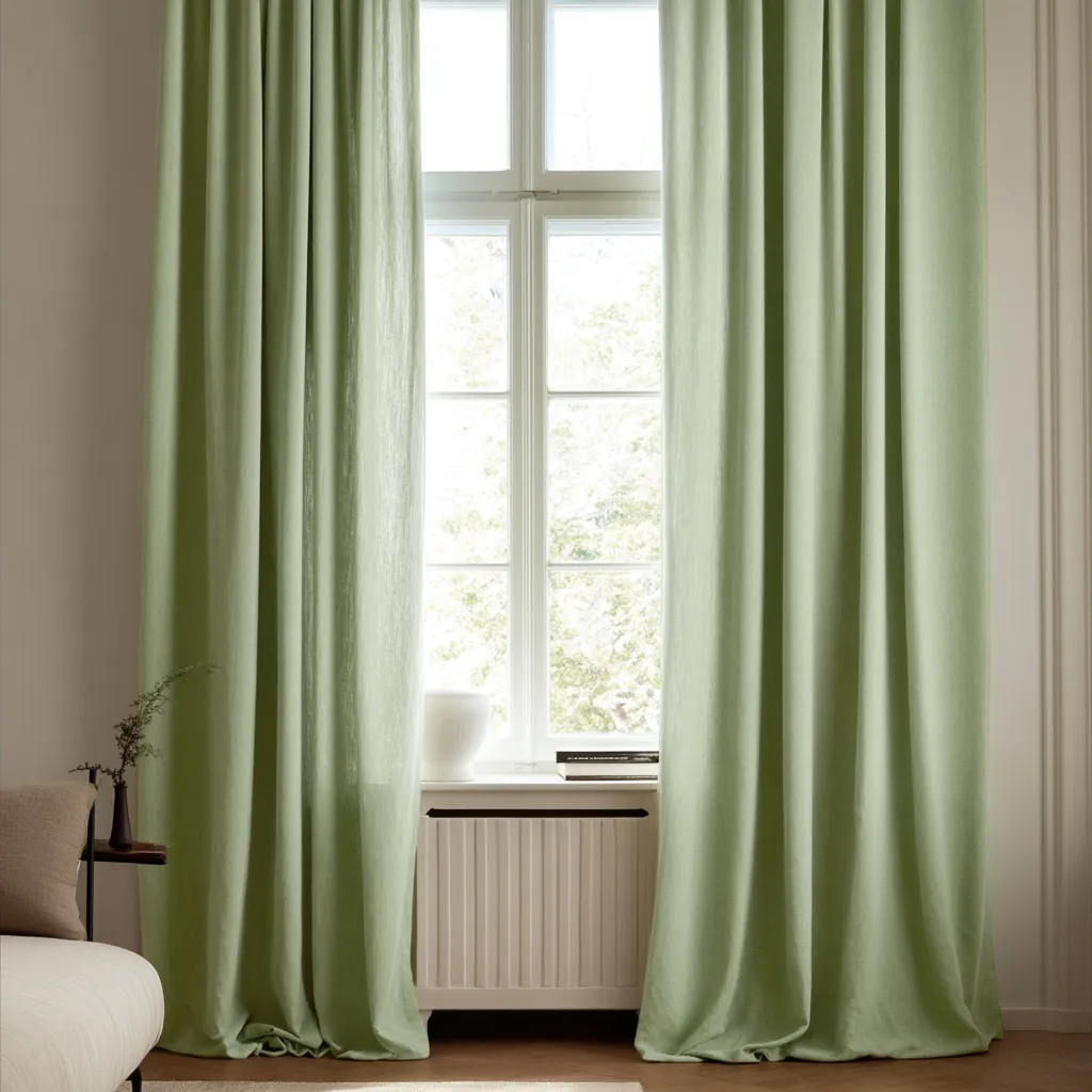 Vorhänge - Gardine in Leinenoptik Andrada (hellgrün)