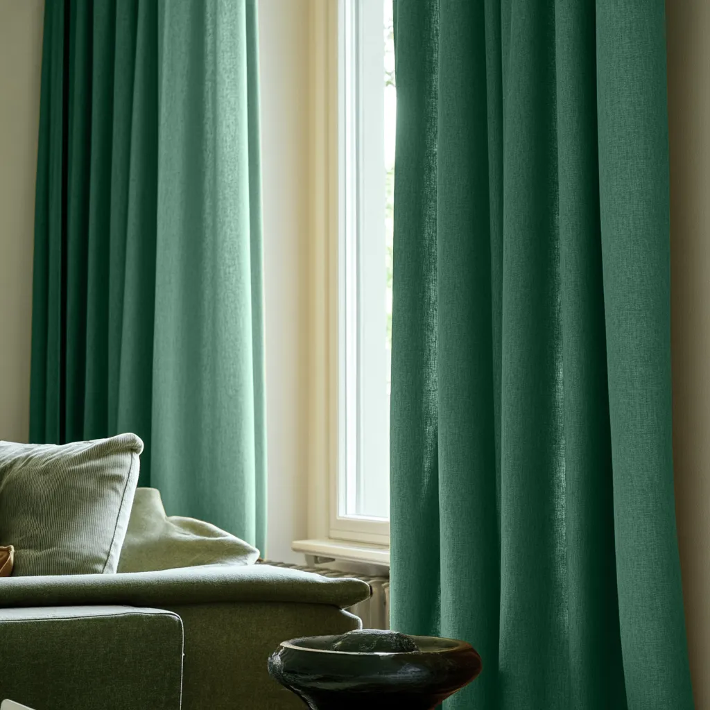 Vorhänge - Gardine in Leinenoptik Andrada (dunkelgrün)